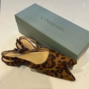 Leopard sling back flats